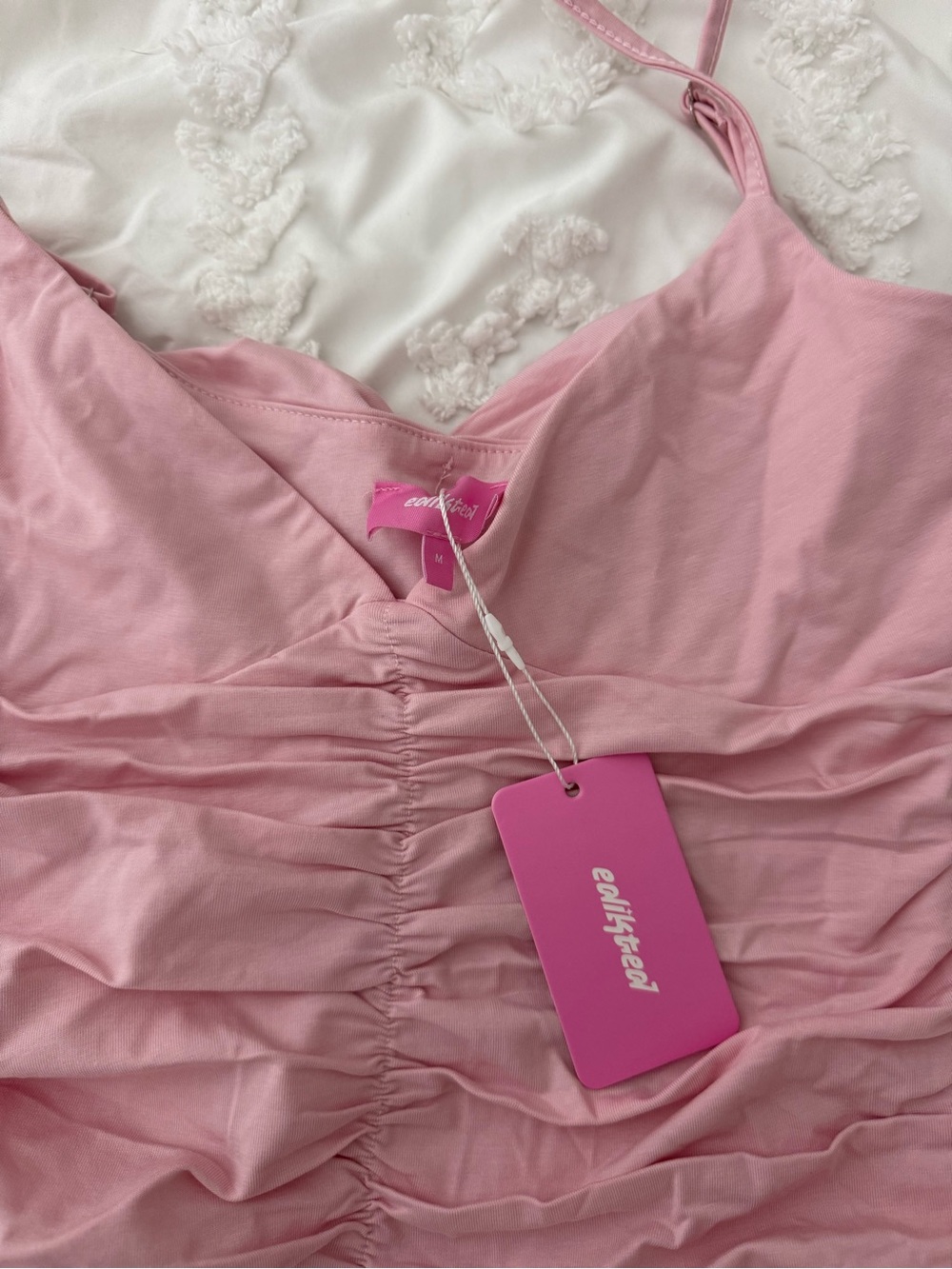 edikted Pink Ruched Ruffle Mini Dress - Picture 2 of 2
